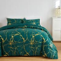 Sábana de microfibra [juego de 3 piezas] - Juego de cama con estampado de mármol y cierre de cremallera, 2 fundas de almohada y una funda nórdica - details 1