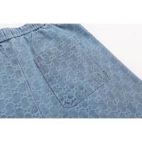 2025 top-tier trendy brand best-selling washed denim fabric, summer jacquard drawstring European-style men's shorts, boyfriend-style loose and versatile casual five-pocket pants - details 5
