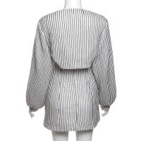 Vestido de rayas de cadera delgada de hombro recto con cinturón halter para mujer, nueva línea - details 13