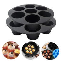 Molde de silicona antiadherente para freidora de aire, 7 tazas para magdalenas de 3,5 a 5,8 L, accesorios para Mini molde para pasteles - details 0