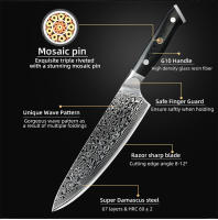 Cuchillo de Cocina Japonesa de Damasco VG10 de 50 Láminas Mango Ultra Afilado de Acero Inoxidable para Chef - details 3