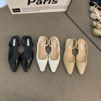 Bolso de tacón bajo sandalias de cabeza de las mujeres francés suave noche desnudo cabeza puntiaguda pequeño estilo fragante señora tacón grueso temperamento vacío zapatos individuales - details 12