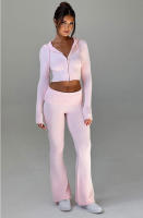 Conjunto de dos piezas de moda para mujer, Top con capucha, pantalones informales, ajustados, primavera - details 9