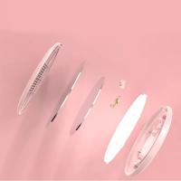 Espejo de bolsillo compacto con luz LED pequeña personalizado para mujer, maquillaje plegable de 2 lados, efecto luminoso, rosa y blanco - details 4