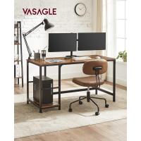 Escritorio con 2 Estantes a la Izquierda o a la Derecha, Mesa de Trabajo, para Salón Oficina, Estructura de Acero, Industrial, Marrón Rústico y Negro Tinta LWD55X - details 1