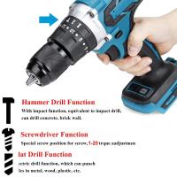 Destornillador eléctrico 3 en 1, martillo sin escobillas de 13mm, 20 + 3 Torque, taladro de impacto inalámbrico para batería Makita de 18V - details 0