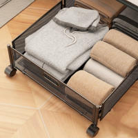 Contenedores de almacenamiento debajo de la cama de gran capacidad con ruedas, contenedores de almacenamiento de ropa para edredón de Metal, plegables con asas - details 6