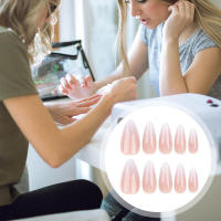 Cortaúñas cortas de almendra, diseño rosa degradado, decoración de manicura para mujeres y niñas - details 1