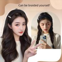 Pelucas de diadema sintéticas de estilo coreano, postizos de aro para el cabello, peluca de media diadema, Clip sintético en pelo largo y rizado ondulado para fiesta - details 3