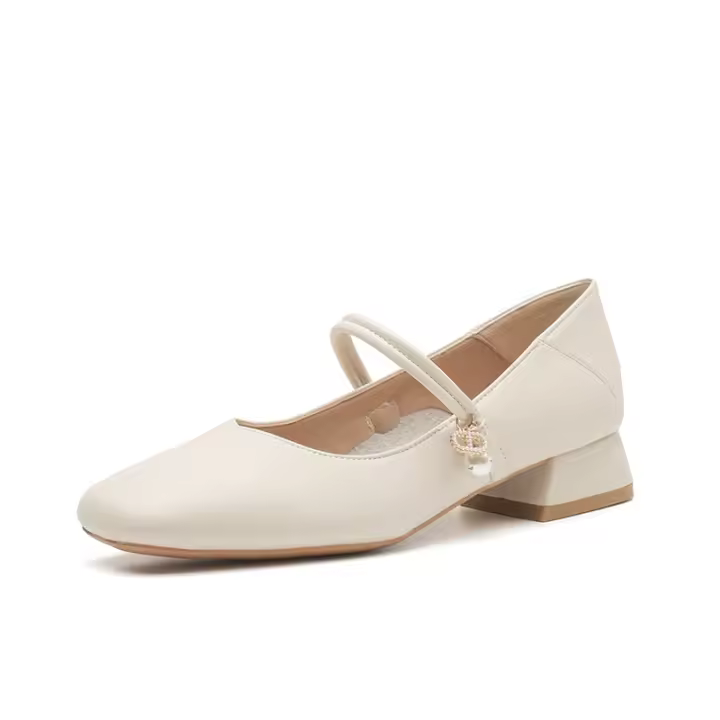 Zapatos Mary Jane con punta cuadrada y pequeña fragancia y tacón grueso - 1