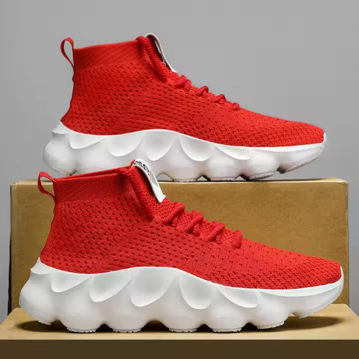 Zapatillas deportivas transpirables para hombre, zapatos informales de suela gruesa con cordones, Tenis blancos, a la moda - 1