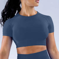 Impact Crop Top Camisetas y Tops de yoga para mujer Color sólido Ajuste ajustado Traje de fitness suave para mujer Top de yoga Gimnasio Correr Ciclismo Traje - details 8