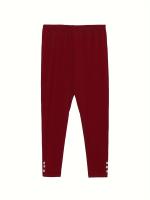 5pcs Leggings Capri de Talla Grande para Mujer - Alta Elasticidad, Color Sólido con Detalle de Botón, Perfectos para Yoga y Correr - details 12