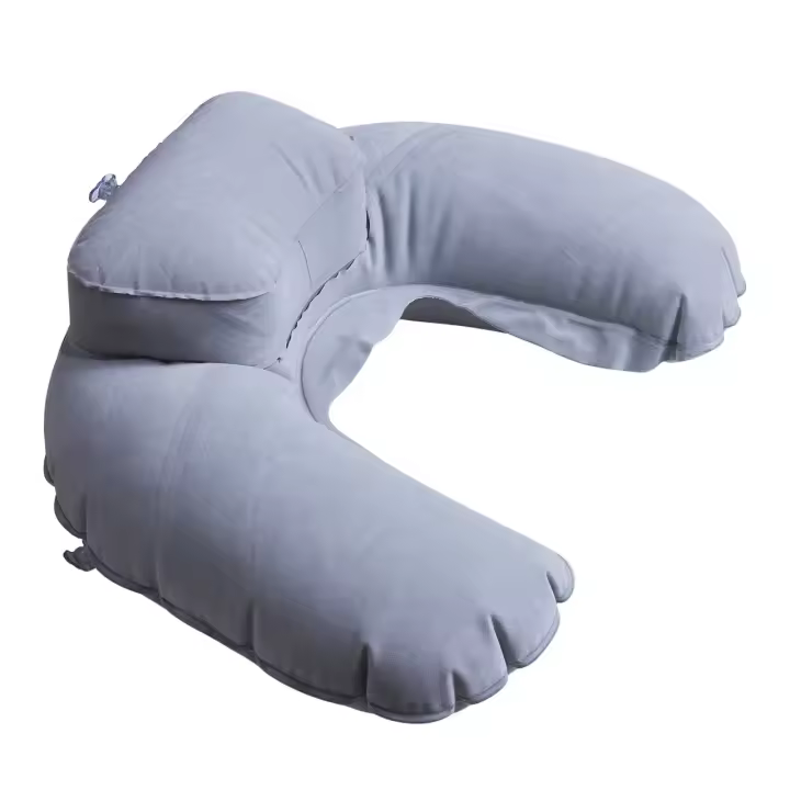 Almohada inflable para viaje en avión, cojín para cuello, cabeza, Barbilla, siesta, Oficina - 1