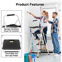 Escaleras Plegables de 4 Escalones, Capacidad de 150KG con Pedales Antideslizantes Anchos, Taburete de Mano de Acero, Manubrio de Esponja, Uso en Interiores y Exteriores, Negro - details 46