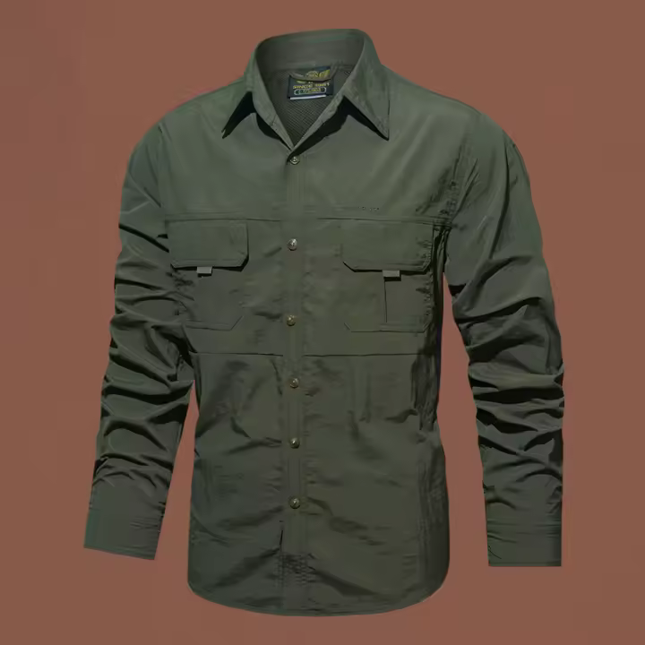 Camisa Impermeable de Secado Rápido Estilo Casual para Hombres con Manga Larga - 1