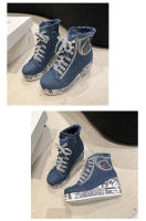 Zapatos de lona de talla grande para mujer, tacón de cuña, versátiles, punta redonda, transpirables, individuales - details 2