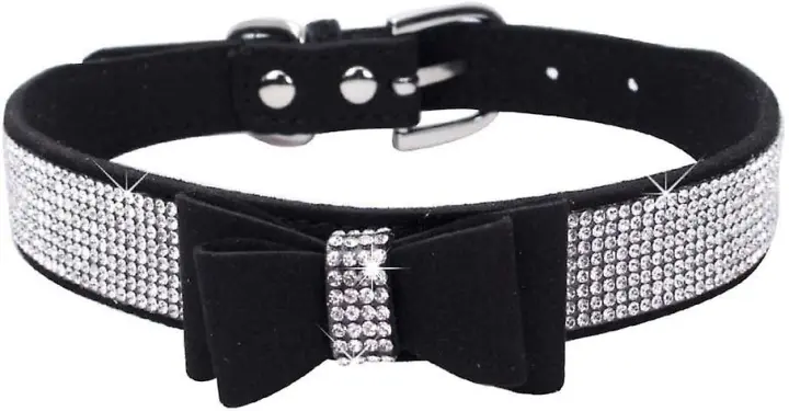 1 paquete de Collar de perro con diamantes de imitación, lindo y deslumbrante Collar de diamantes de imitación para perro, Collar de gato con diamantes de cristal, collares para mascotas con diamantes de imitación, código negro - 1