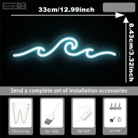 Luz LED de neón ondulada para fiestas en la playa, Surf, océano, regalos de cumpleaños, dormitorio, juegos en casa, habitación, baños, decoración de pared, lámpara USB, luces de corazón - details 0