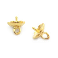 Perlas de latón de alta calidad con baño de oro de 18K, media perforación, para conectar dijes, tapas de perlas, accesorios para la fabricación de joyería DIY para mujeres - details 68