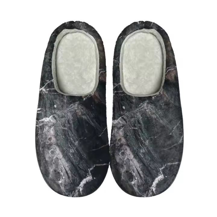 Pareja otoño e invierno fregona de algodón con fondo de poliéster envuelto en los pies hogar interior silencioso piso de madera silencioso zapatillas de algodón puro fregona para hombres - 1