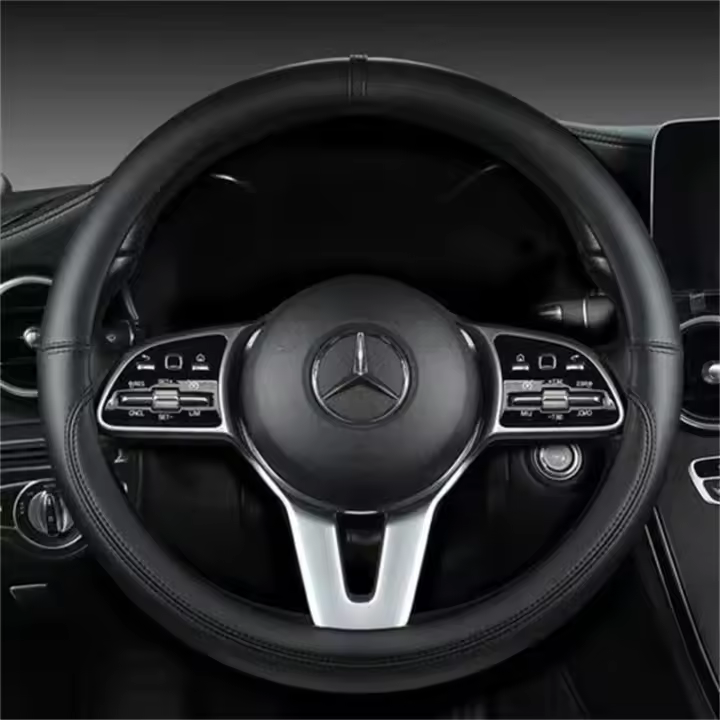 Protector Universal de cuero para volante de coche, decoración antideslizante transpirable para coche, accesorios para volante de 37-38cm - 1