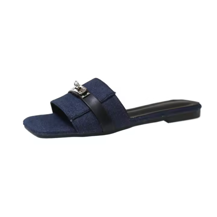 Sandalias de mujer verano 2025 con puntera cuadrada y diseño sencillo denim. - 1