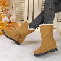 Women's Fashion Bow Decor Snow Boots Solid Color Plush Lined Slip On Flat Shoes Thermal Winter Outdoor Short Boots - details 7