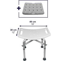 Taburete Baño Ducha (150 kg) con Refuerzo Doble Barra, Cojín, Silla Regulable, Banqueta Tacos Antideslizantes, Sin Herramientas - Fabricado en España - details 3