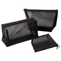 Bolsa de maquillaje de malla negra transparente para mujer, bolsa de cosméticos pequeña y grande, bolsas de almacenamiento portátiles, artículos de tocador de viaje, bolsa organizadora de toallas - details 1