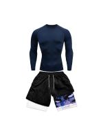 Traje de compresión para hombre, traje deportivo de secado rápido, pantalones cortos ajustados de manga corta de Anime de doble capa para verano - details 14