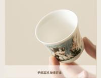 Palacio Museo Cultural y Creativo Lindo Gato Negocios Kung Fu Juego de Té Porcelana Blanca Cuenco Flotante Caja de Regalo - details 7