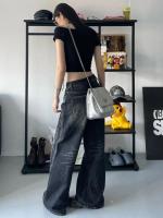 Jeans Negros Grunge Pantalones Denim de Moda Callejera Vintage para Mujeres - details 3