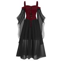 Vestido De Mujer Talla Grande Hombros Descubiertos Con Alas De Mariposa Estilo Gótico Para Halloween Vestido Elegante De Cintura Media Polyester - details 4