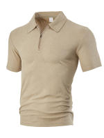 Hombre verano casual toalla suelta jacquard cremallera puerta digan hombre manga corta Polo - details 3