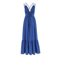 Primavera Verano Nuevo cuello en V sin espalda Diseño de correa Estilo Sense Casual A-line Vestido largo para mujer - details 14