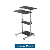 Escritorio de pie móvil con altura ajustable, escritorio para computadora portátil con ruedas, estación de trabajo de pie con bandeja compacta ajustable - details 12