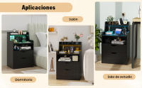 Rcynview Mesa de Noche de Madera Rectángula, Profundidad de 35cm, Ancho de 45cm, 2 Cajones, 2 Puertos USB, Ensamblaje Requerido - details 10