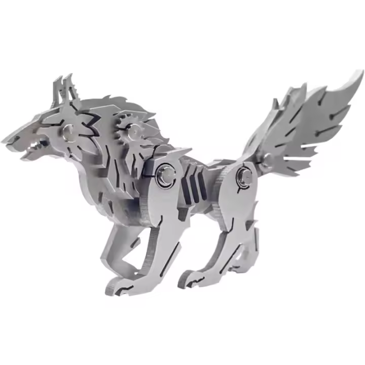 Kit de modelo de metal 3D, rompecabezas de metal 3d de lobo mecánico, serie de animales de estilo, rompecabezas DIY, rompecabezas 3d simple, decoración del hogar, regalo artístico, juguete para adultos - 1