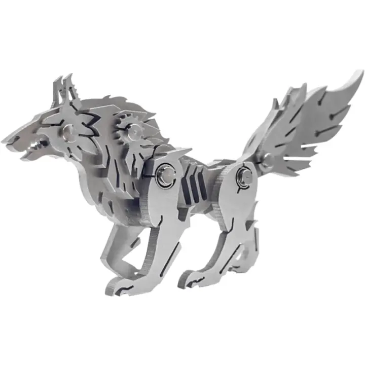 Kit de modelo de metal 3D, rompecabezas de metal 3d de lobo mecánico, serie de animales de estilo, rompecabezas DIY, rompecabezas 3d simple, decoración del hogar, regalo artístico, juguete para adultos - 1