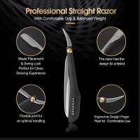 Afeitadora Profesional Manual de Acero Inoxidable con Borde Recto para Barbero Navaja de Afeitar Plegable para Portar y Corte de Barba - details 3