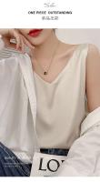 Top de Halter V para Mujer Camisola de Verano de Seda de Satén Blanco Vestido Delgado de Moda - details 7