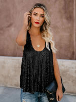 Destacados Lentejuelas con cuello en U Versátil Venta caliente Chaleco informal suelto sin mangas de moda Verano - details 40