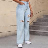 Vaqueros azules sueltos con agujeros para mujer, pantalones acampanados, moda 2025, cintura media para adolescentes - details 2