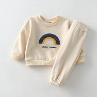 Primavera bebé niña niño ropa bordado de arcoíris de manga larga Tops + Pantalones 2 uds infantil ropa de niños conjuntos - details 1