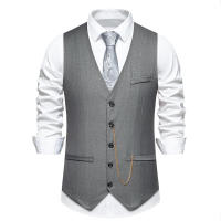 Chaleco de Traje Slim Fit para Hombres Nuevo Arrival Accesorios de Cadenas de Moda Casual Vintage Para Fiesta de Boda Material Exterior de Poliéster - details 1