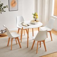 Mesa de Comedor, Estilo escandinavo Ronda Mesa y Patas de Madera de Haya, 80*72 cm, Color Blanco - details 19