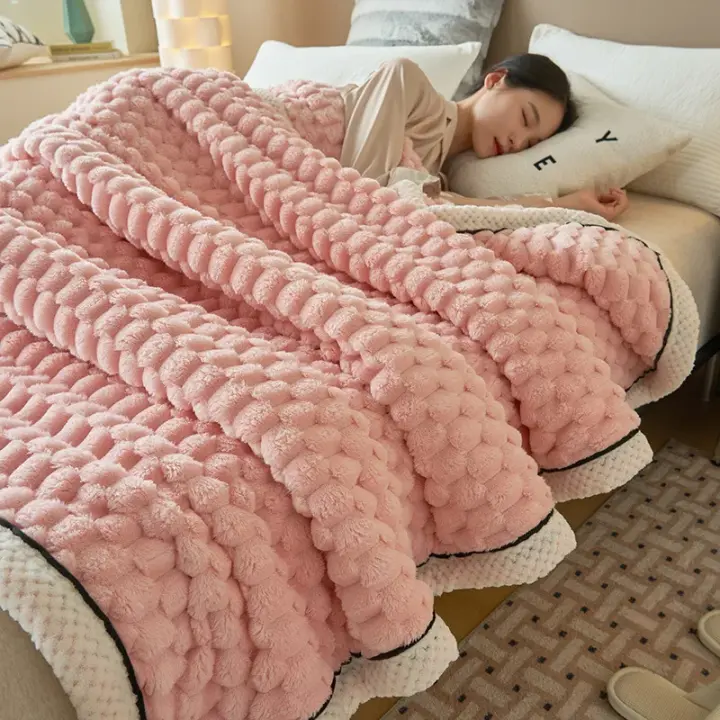 Manta cálida de terciopelo esponjoso para dormir, mantas suaves y cómodas de lana de Coral para la cama, manta gruesa cálida y acogedora para otoño e invierno, nueva - 1