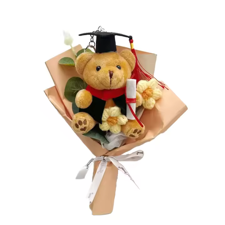 Ramo de flores de ganchillo, decoración de flores artificiales para estudiantes de boda, regalos de graduación, decoración de fiesta - 1