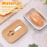 Plato de Mantequilla Metálico con Cortador Caja de Almacenamiento de Queso Reutilizable para Cocina y Comedor - details 5